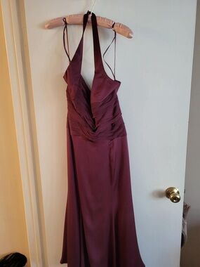 Anne Klein One-Shoulder Deep Plum Evening Gown